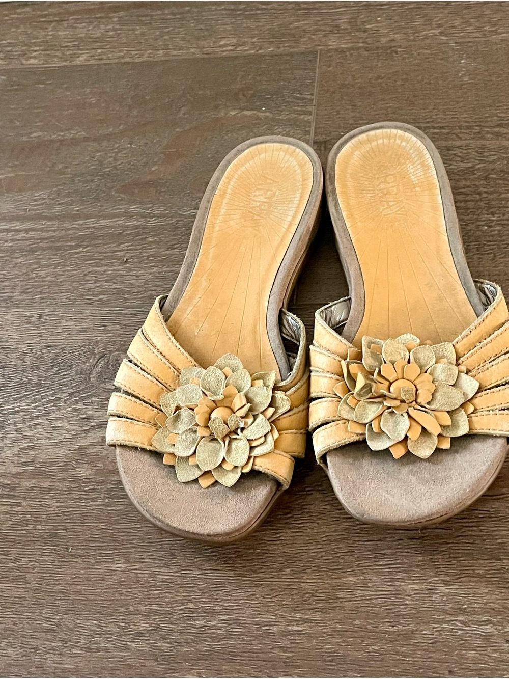 Array Floral Slide Mules in Beige and Taupe